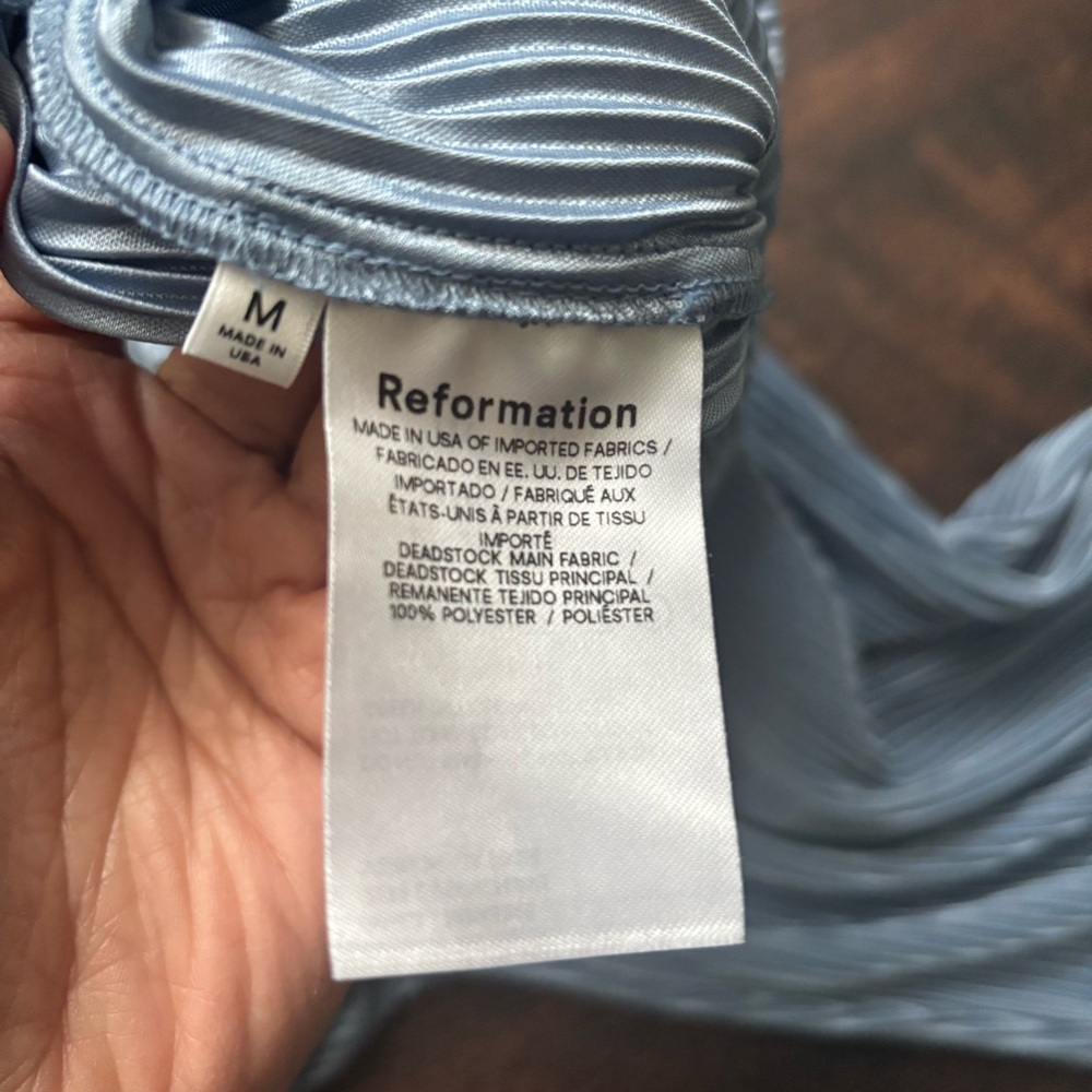 Reformation Carrington Plisse Blue Pants size M high rise euc - Picture 6 of 9